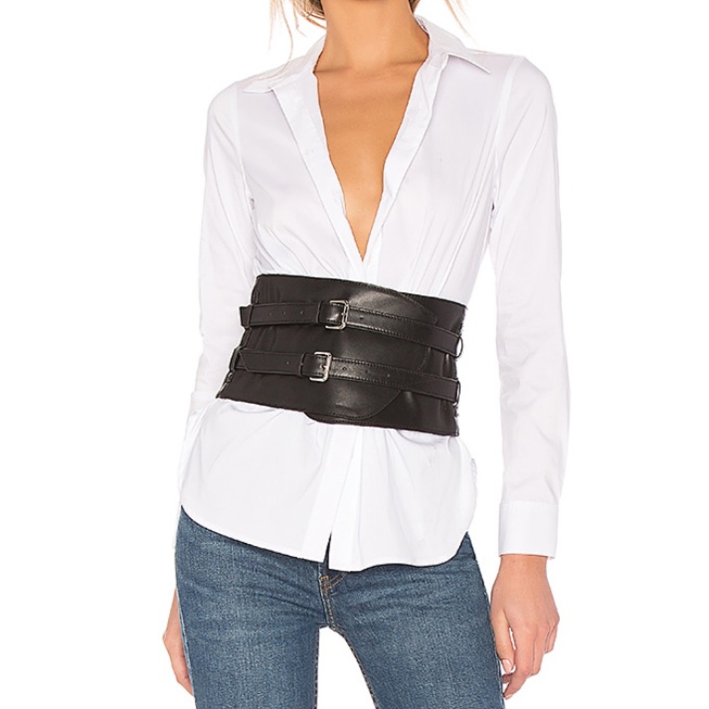 Lovers+Friends Lincoln Belt in black leather small